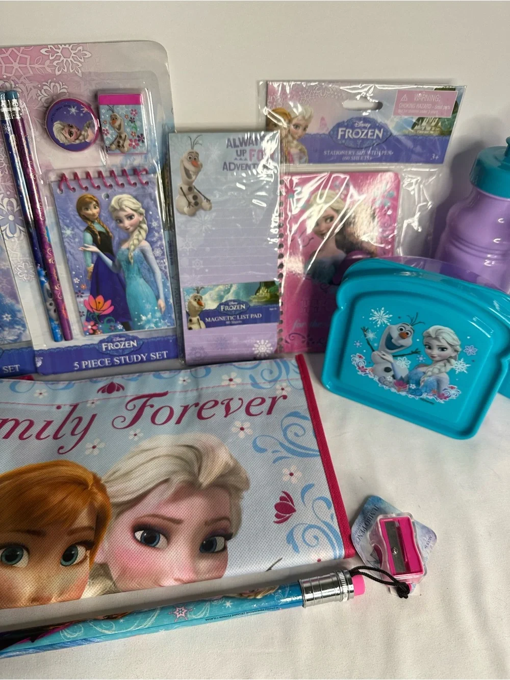 Disney Frozen Kids Stationery and Snack Set - Elsa & Anna - Blue/Purple